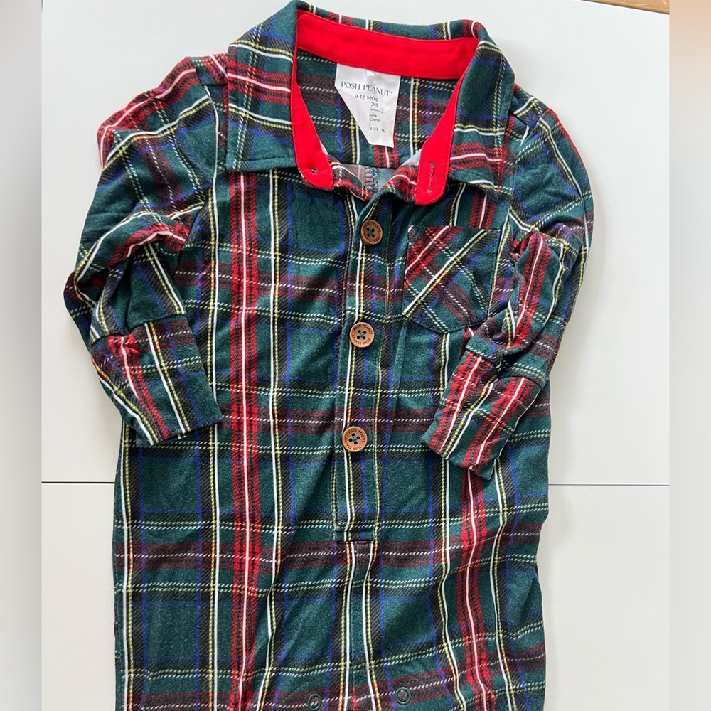 Posh Peanut Collard Plaid Pajamas 9-12 months